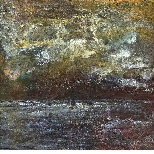 <p>Aquarell und Deckfarben auf Baumwolle, 2024, 48x43 cm</p>
