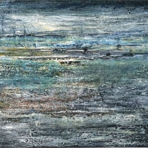 <p>Aquarell und Deckfarben auf Baumwolle, 2024, 48x43 cm</p>
